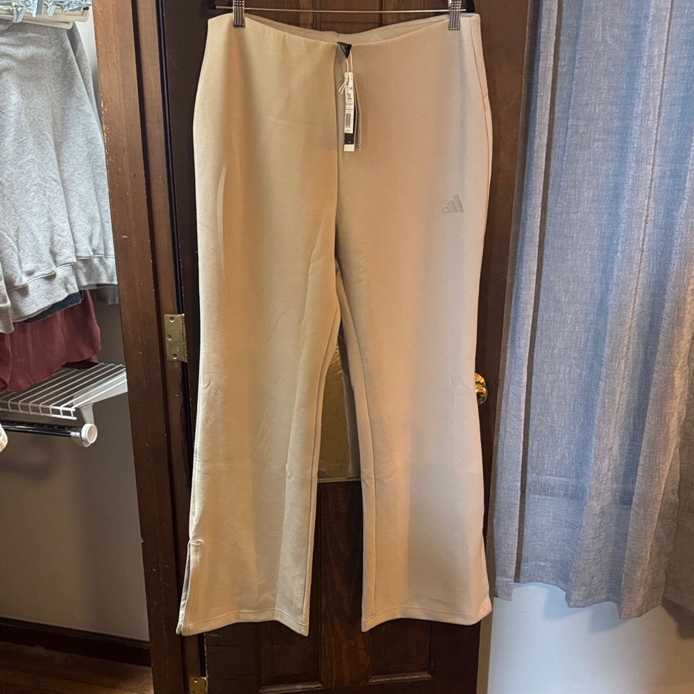 adidas Cream Straight-Leg Active Pants with Subtle Logo